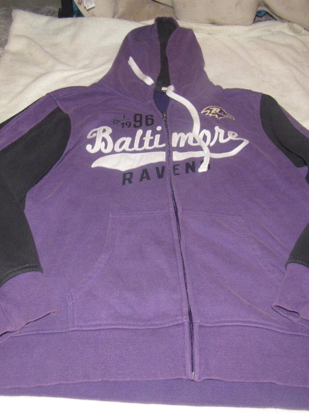 NFL Baltimore Ravens Purple Zip-Up Hoodie Size 2XL USED